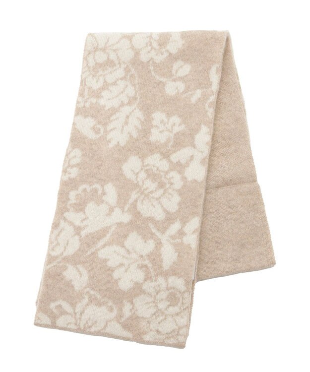 MOONBAT mila schon カシミヤ100%ジャカードプチマフラー ベージュ