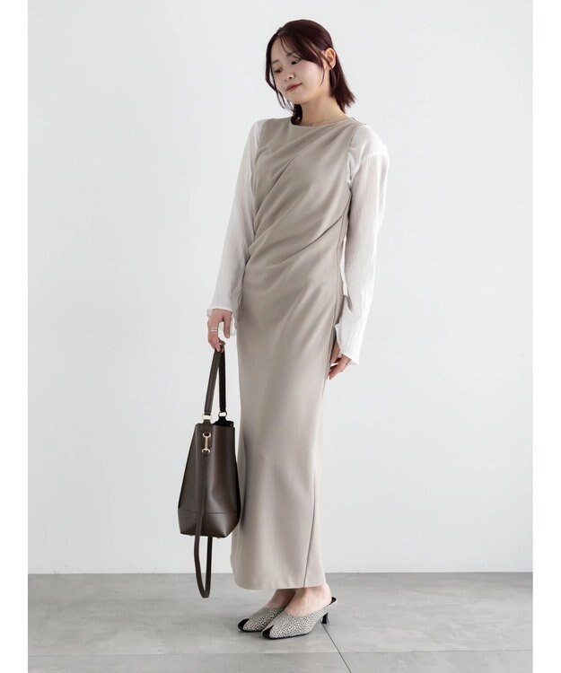 Te chichi ドレープ I ラインワンピース【AOYAMA FASHION ASSOCIATION × Te chichi】 グレー