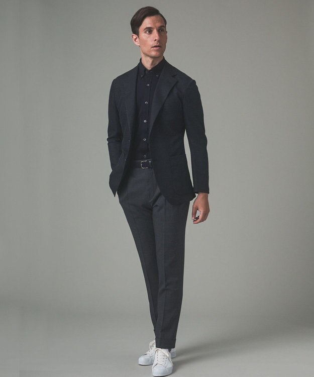 GOTAIRIKU 【吸汗速乾】クールマックス鹿の子 半袖ビズシャツ_ボタンダウン ネイビー系