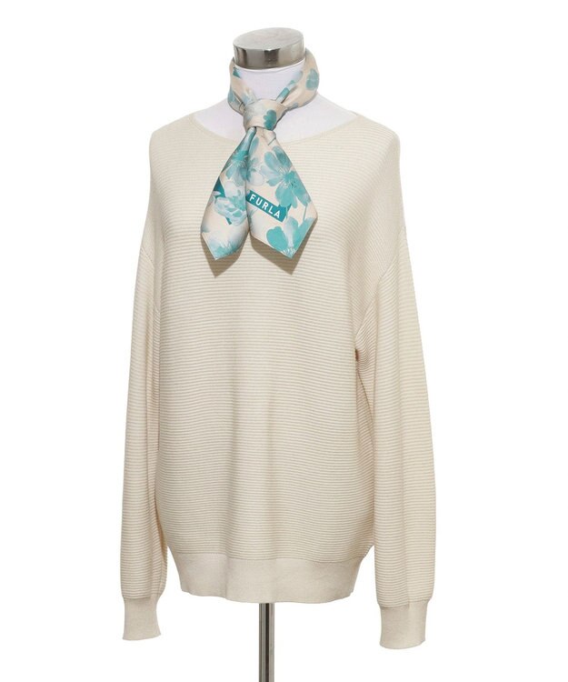 MOONBAT 【シルク100%】FURLA (フルラ) 花柄 シルクプリントスカーフ 65cm×65cm  UV対策 手洗い可能 ビリジアン