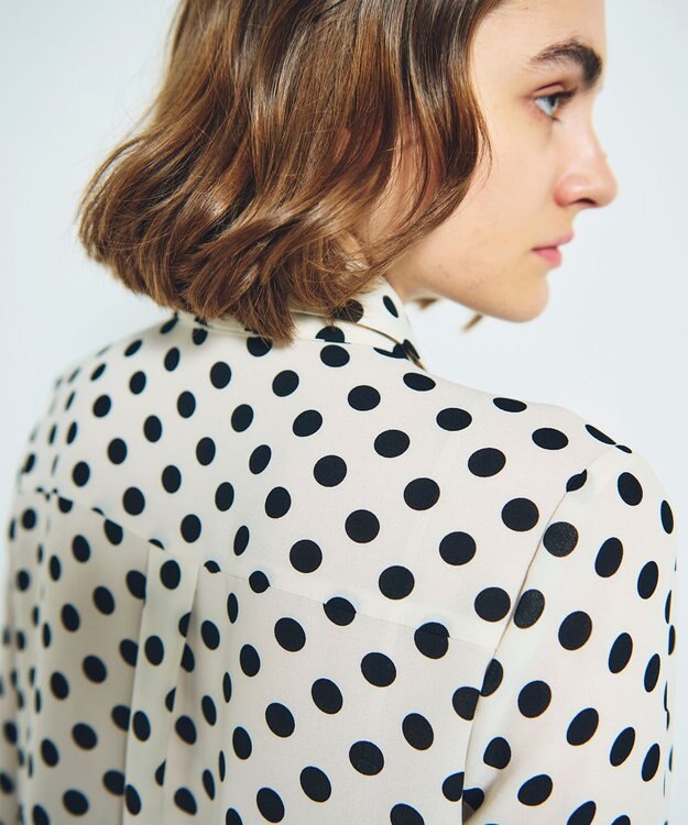 GRACE CONTINENTAL ドットプリントボウタイブラウス キナリ