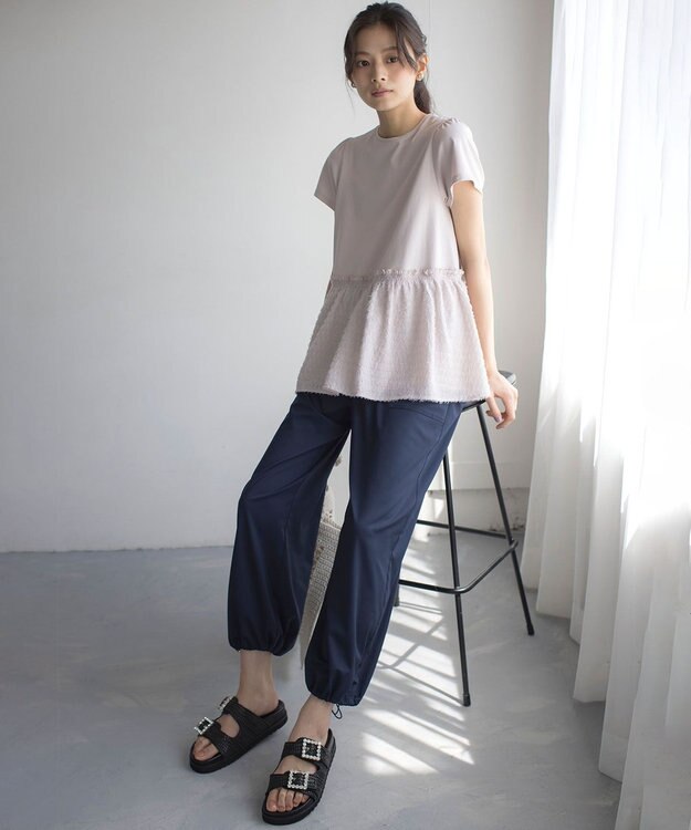 組曲 L ポリエステルレーヨンツイル パンツ ネイビー系