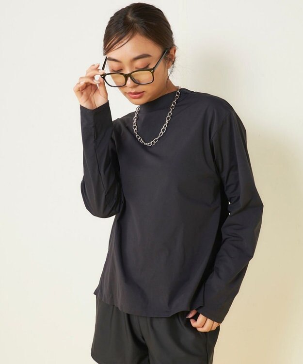 OP／FILA 【ocean pacific】モックネックラッシュガード付き 水着5点セット ブラック