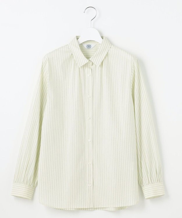 J.PRESS LADIES 【洗える】BEZ VEGA シャツカラー ブラウス イエロー×ネイビー系