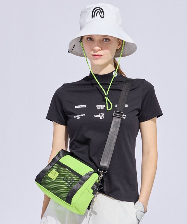 PW CIRCULUS 【WOMEN】メッシュコンビ モックネック  ゴルフウェア レディース ブラック系