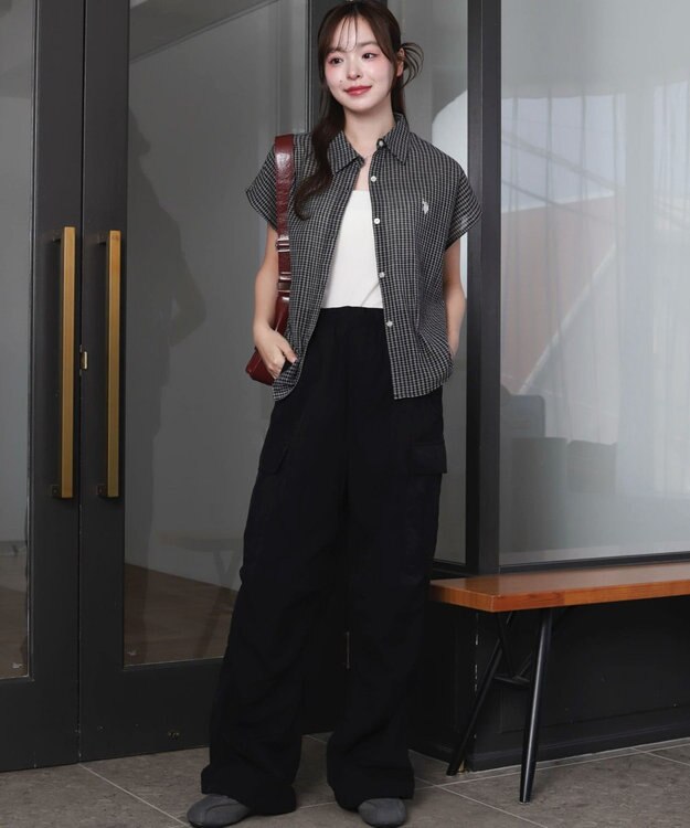 WEGO U.S. POLO ASSN.別注 フレンチスリーブシャツ ブラック