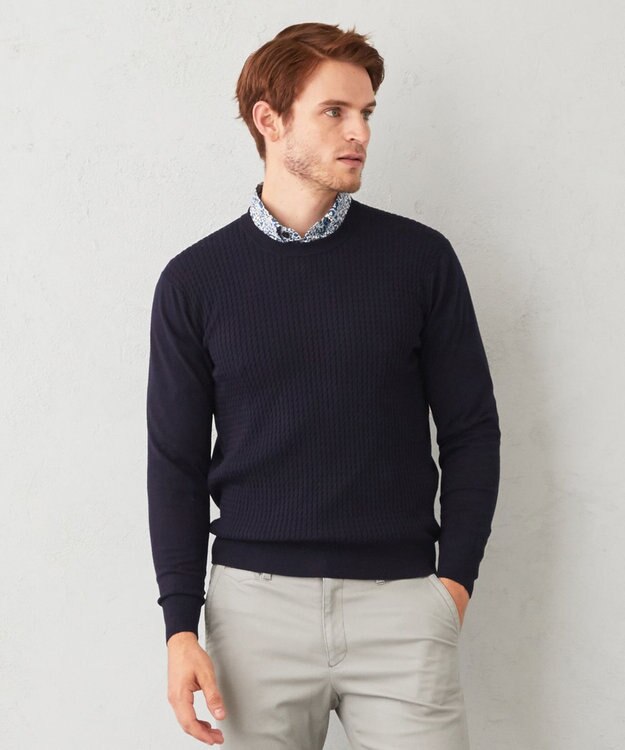 JOSEPH ABBOUD 【新色追加】チクチクしない SNOWYクルーネックニット ネイビー系