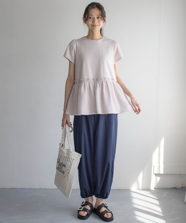 組曲 L ポリエステルレーヨンツイル パンツ ネイビー系