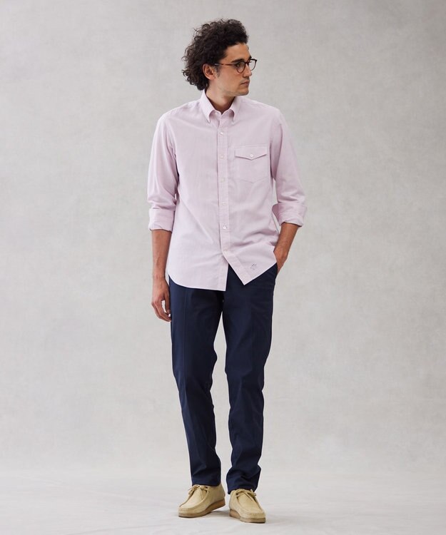 J.PRESS MEN 【HYBRID LINEN】ボタンダウンシャツ ピンク系