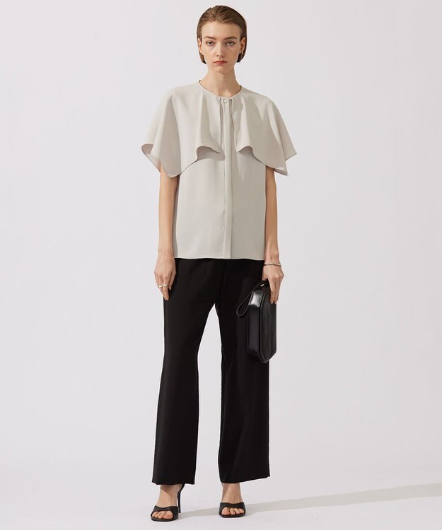 ICB 【洗える】ワッシャーツイル ワイドストレートパンツ ブラック系