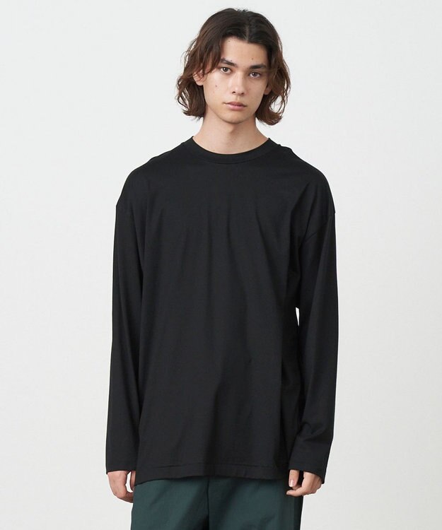 ATON 48/2 NATURAL DYE COTTON | オーバーサイズ L/S Tシャツ - UNISEX BLACK