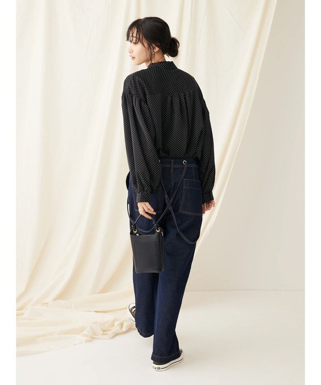 CRAFT STANDARD BOUTIQUE ピコフリルドットブラウス Black