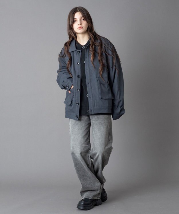 WEGO 【ユニセックス着用ITEM】ダブルポケットショートジャケット ブルーその他