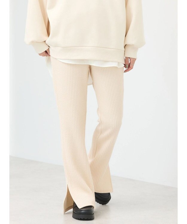 earth music&ecology ぽこぽこスリットパンツ Ivory