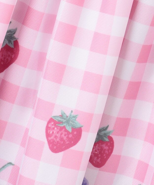 ANY KIDS ギンガム×フルーツ ワンピース水着 ピンク×イチゴ