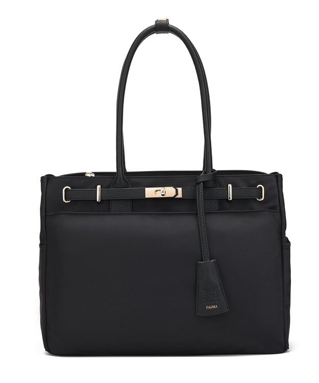 style code 【高密度ナイロン×レザー】ナイロンロングハンドルトートバッグ　軽量　大容量 BLK/GLD7691