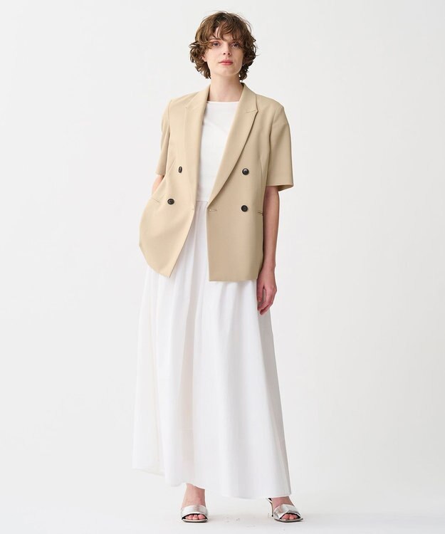 uncrave 【佐藤晴美さん着用】ウォッシャブルドライサップ ハーフスリーブジャケット ベージュ