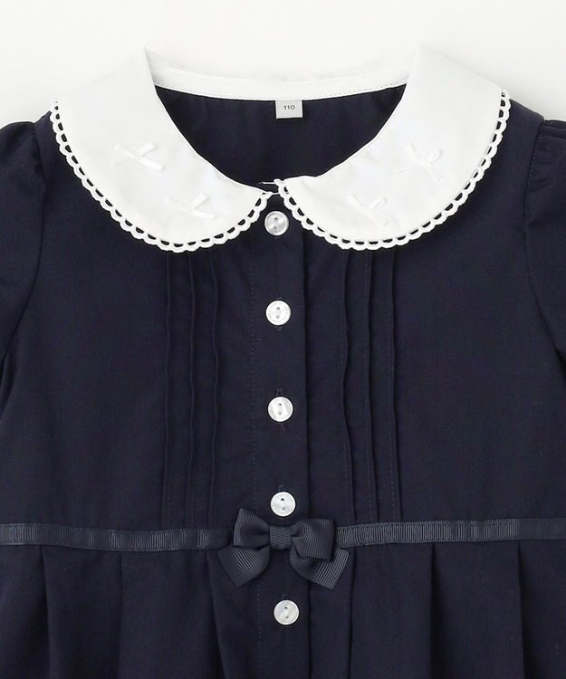 ANY KIDS 襟付き 半袖 ワンピース ネイビー