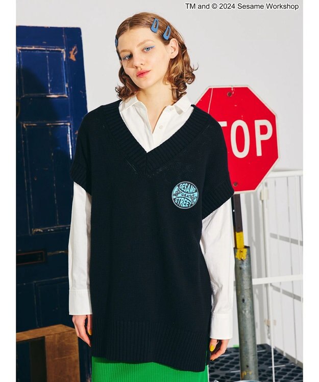 AMERICAN HOLIC Ｖネックベスト／セサミストリート Black