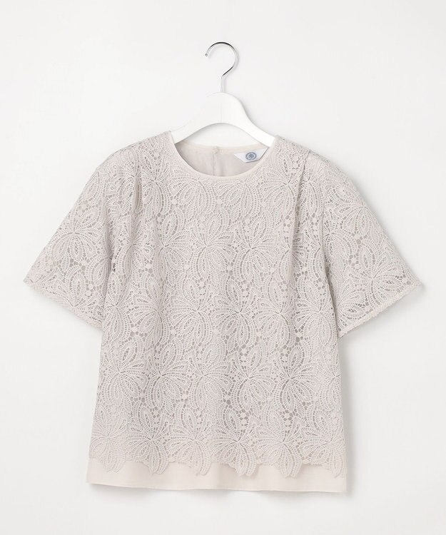 J.PRESS LADIES レースコンビジャージー カットソー グレージュ系