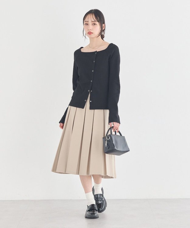 earth music&ecology 【予約】アシメ釦ツイストテレコカットソー ブラック