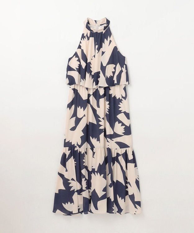 GRACE CONTINENTAL キカプリントホルタードレス ネイビー