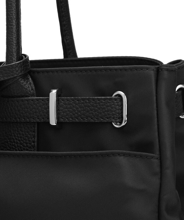 style code 【高密度ナイロン×レザー】ナイロンロングハンドルトートバッグ　軽量　大容量 BLK/SLV7692