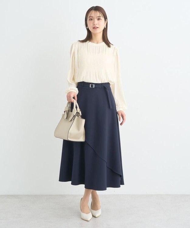 earth music&ecology マジョリカプリーツブラウス Ivory