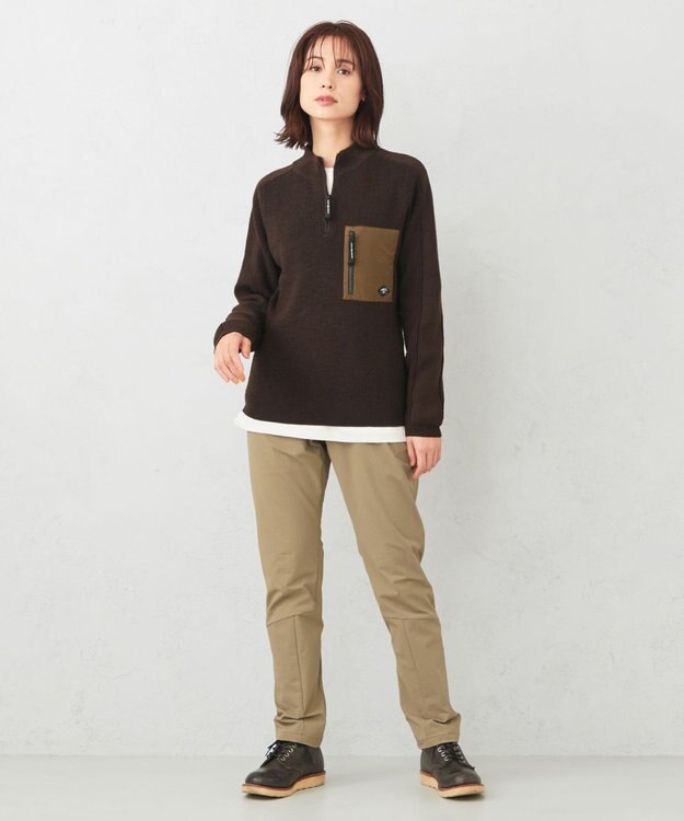JOSEPH ABBOUD MOUNTAIN 【UNISEX】日本素材 ハーフZIPウールニット ダークブラウン系