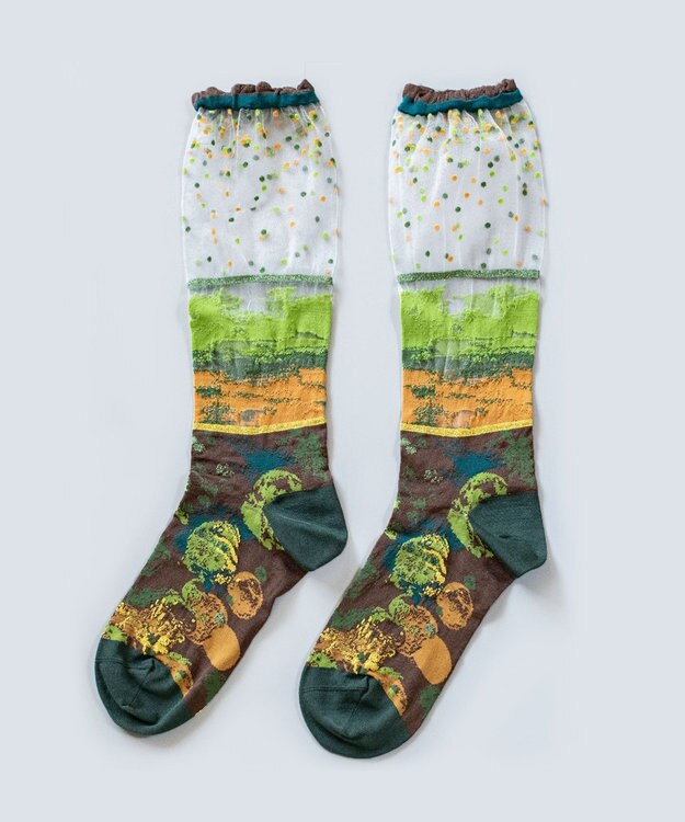 COQ LANDSCAPE シアーハイソックス グリーン