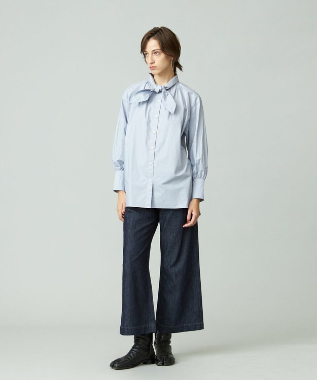 J.PRESS YORK STREET 【WOMEN】コットンボータイ ブラウス サックスブルー系