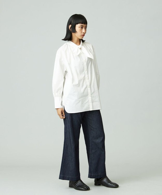 J.PRESS YORK STREET 【WOMEN】コットンボータイ ブラウス ホワイト系