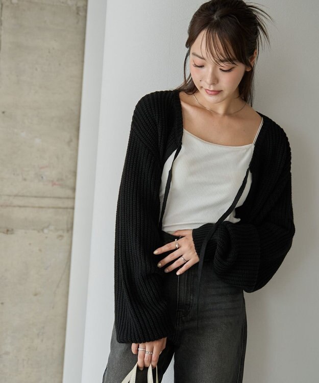 WEGO 【2024年秋冬新色カラー追加★】リボン2WAYカーデ ブラック