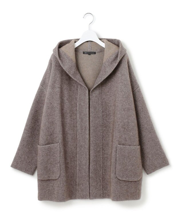 23区 【洗える】ラクーンブレンドダブルフェイス フーディー ニットカーディガン ブラウン系