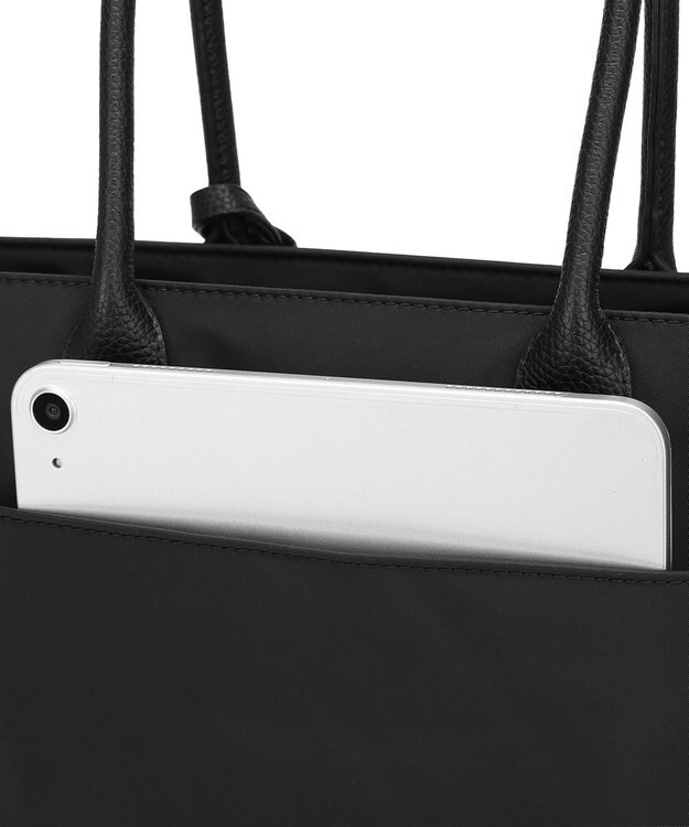 style code 【高密度ナイロン×レザー】ナイロンロングハンドルトートバッグ　軽量　大容量 BLK/SLV7692