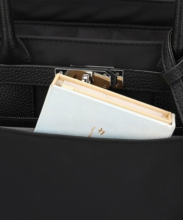 style code 【高密度ナイロン×レザー】ナイロンロングハンドルトートバッグ　軽量　大容量 BLK/SLV7692