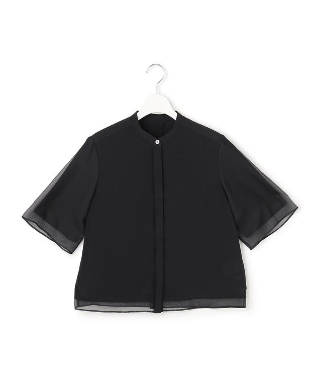 ICB L オーガンコンビシャーティング クロップドシャツ ブラック