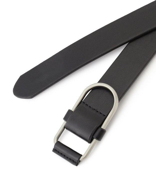 UNFILO オーバルバックル ベルト ブラック×シルバー