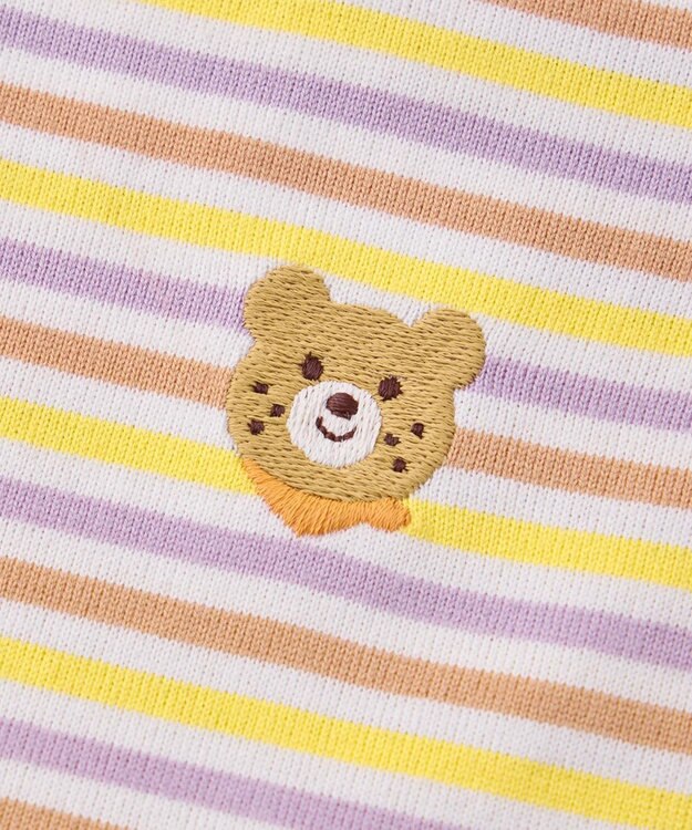 MIKI HOUSE HOT BISCUITS 【80-120cm】みじんボーダー ワンポイント刺繍 半袖ワンピース ラベンダー