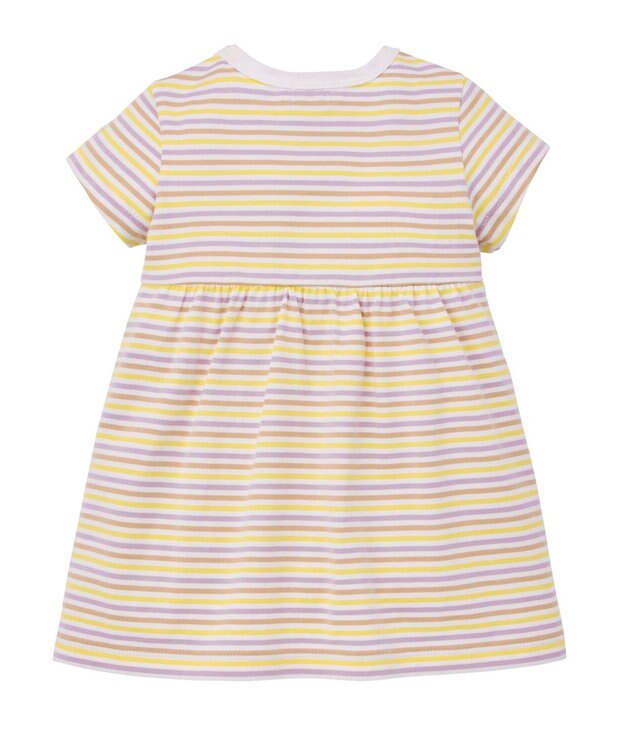 MIKI HOUSE HOT BISCUITS 【80-120cm】みじんボーダー ワンポイント刺繍 半袖ワンピース ラベンダー