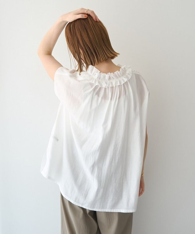 YECCA VECCA ギャザーリボンブラウス Off White