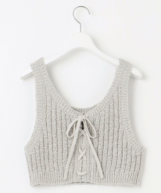 23区 【SLOW/一部店舗限定】リボンヤーン ニット ビスチェ ライトグレー系