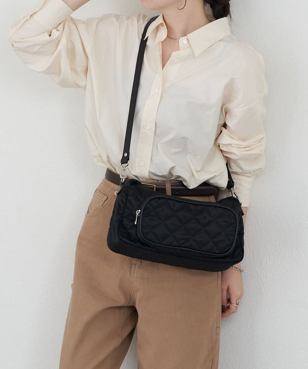 russet 【2025AW新作】キルティング横長2WAYショルダーバッグ(SF-258) Black