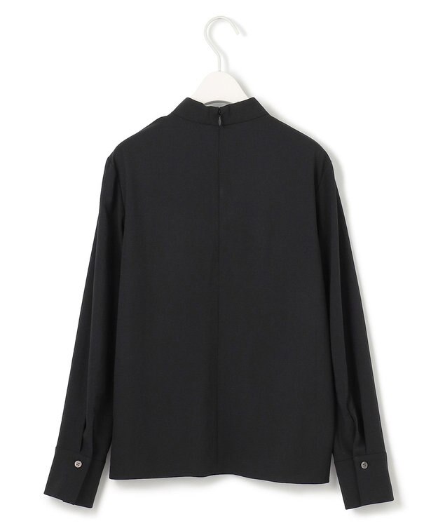 ICB 【洗える】ストレッチジョーゼット ハイネックブラウス ブラック系