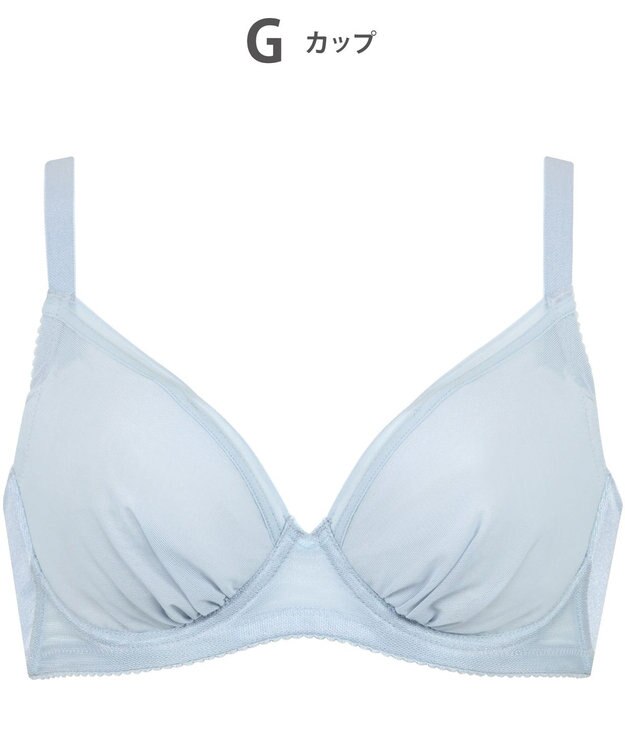 WACOAL 【小さく見せるブラ】 シンプル ブラジャー 着やせ効果 コンパクトにメイク バストの突出をおさえる 背中の段差を軽減 大きいサイズ レディース BRB452 /ワコール ブルー
