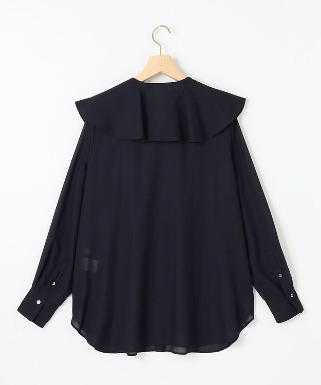 組曲 L シフォンツイルラッフル ブラウス ネイビー系