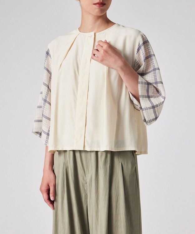 Paul Smith シアー チェック ブラウス エクリュ