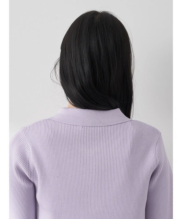 earth music&ecology 衿付きダブルＺＩＰカーディガン Lavender