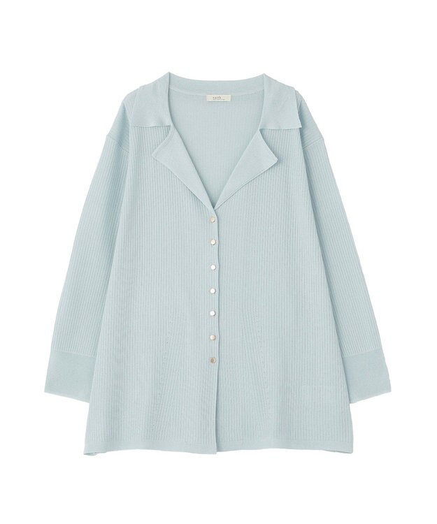 earth music&ecology テーラーカラーニットカーディガン Blue