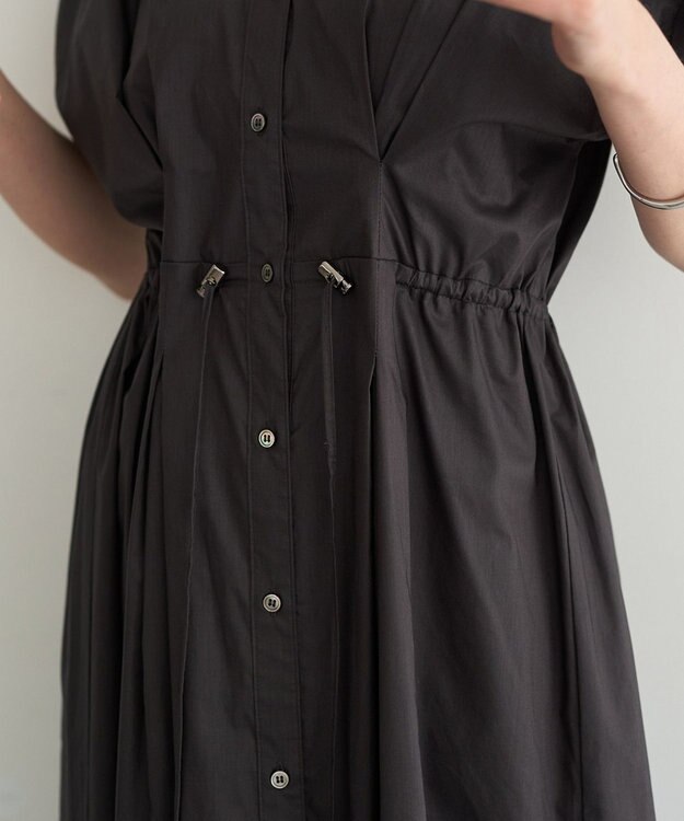 YECCA VECCA 【ORGABITS】タックシャツワンピース Charcoal Gray